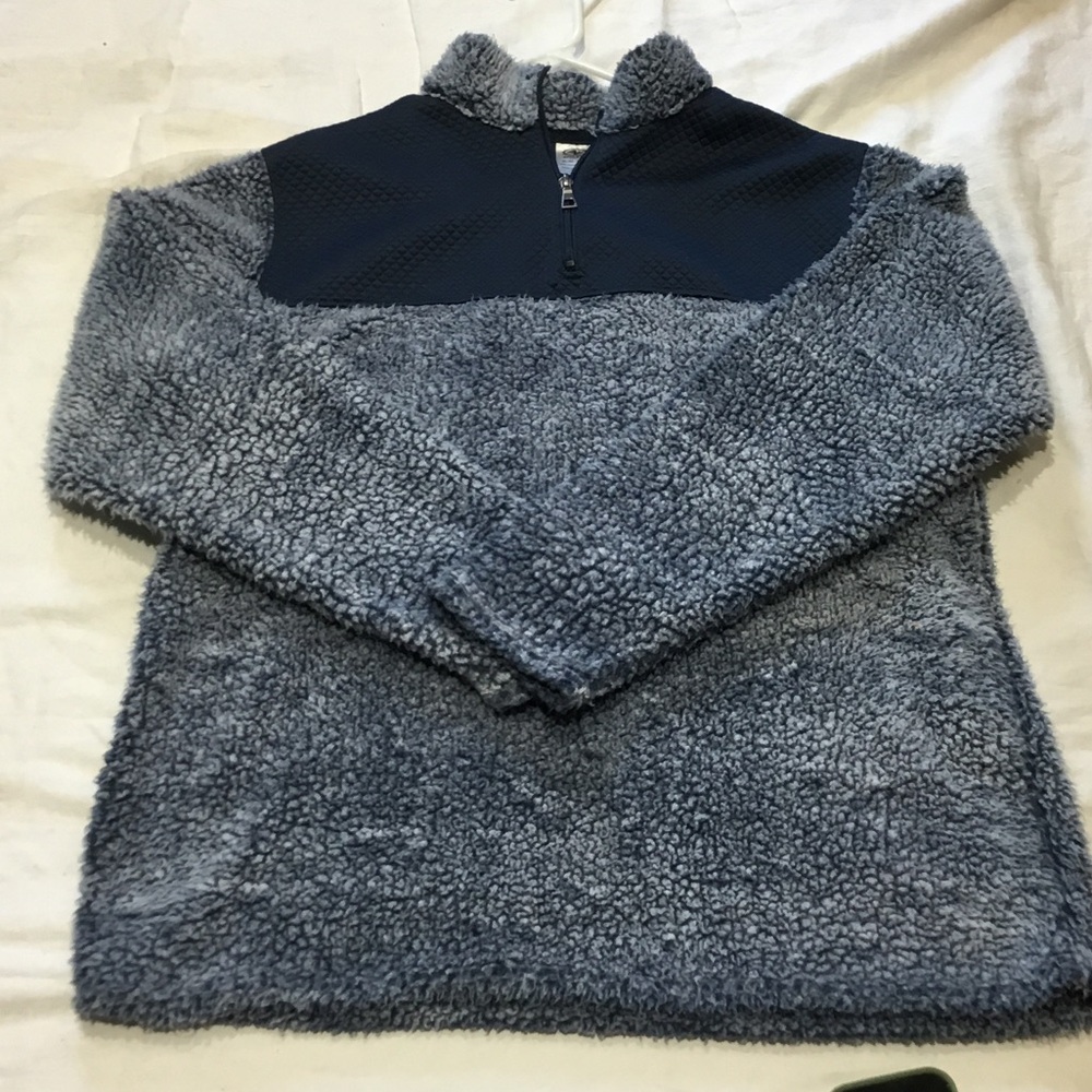 Athletic Works Gray Blue Sherpa Quarter-Zip Pullover